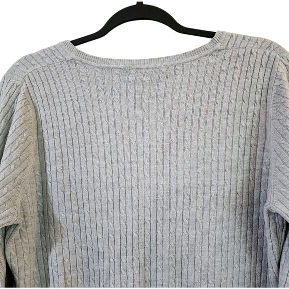 Luxe 360 Womens V-Neck Cable Knit Sweater Size XL Gray Long Sleeve Lightweight - Picture 7 of 8